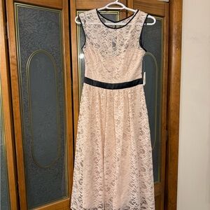 Sleeveless Lace Midi Dress in Blush with Black Trim, JESSICA SIMPSON BRAND NEW